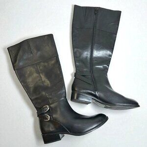 Ralph Lauren Macelyn Black Leather Low Heel Riding Boots Size 6.5 B